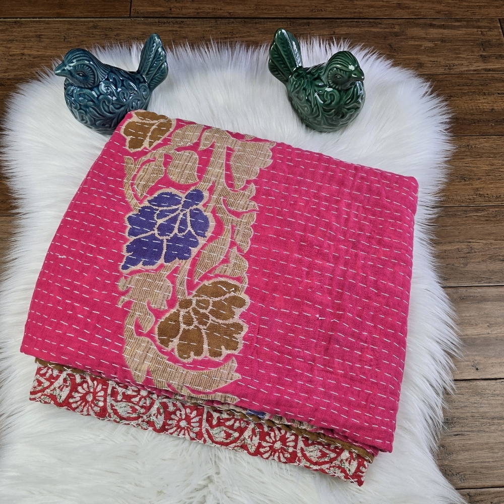 Kantha Quilted Blanket 55×85 - Picture 5 of 16